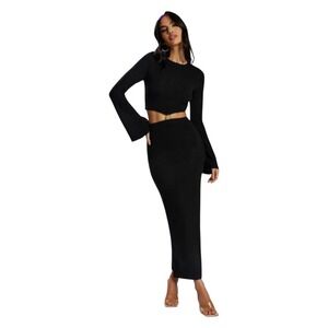 natasha pointed corset maxi dress Meshki Black Natasha Pointed Corset High Slit Strapless Maxi Dress NWT   The Saved Collection